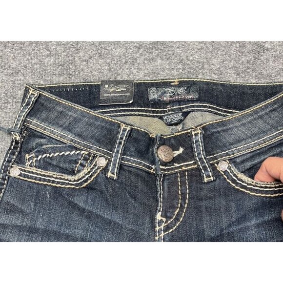 Silver Jeans Mckenzie Flap Capri Womens 26 Blue Denim Stretch Low Rise New - Picture 2 of 11